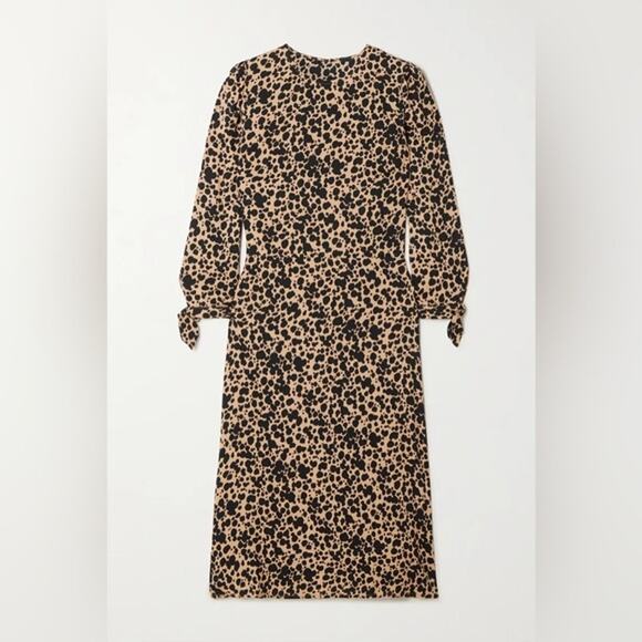 Reformation Port Dress 3/4 Sleeves Leopard Print Midi Women's Size 6 Brown Black - Picture 4 of 11